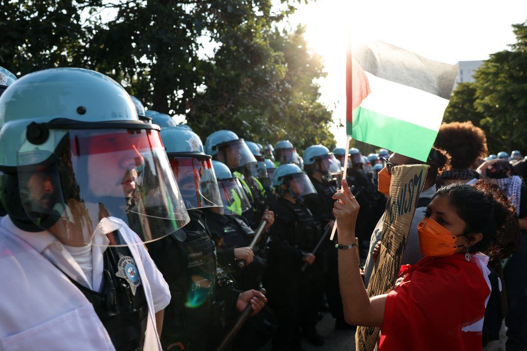 Palestine Protestors Breach Security Barrier at DNC