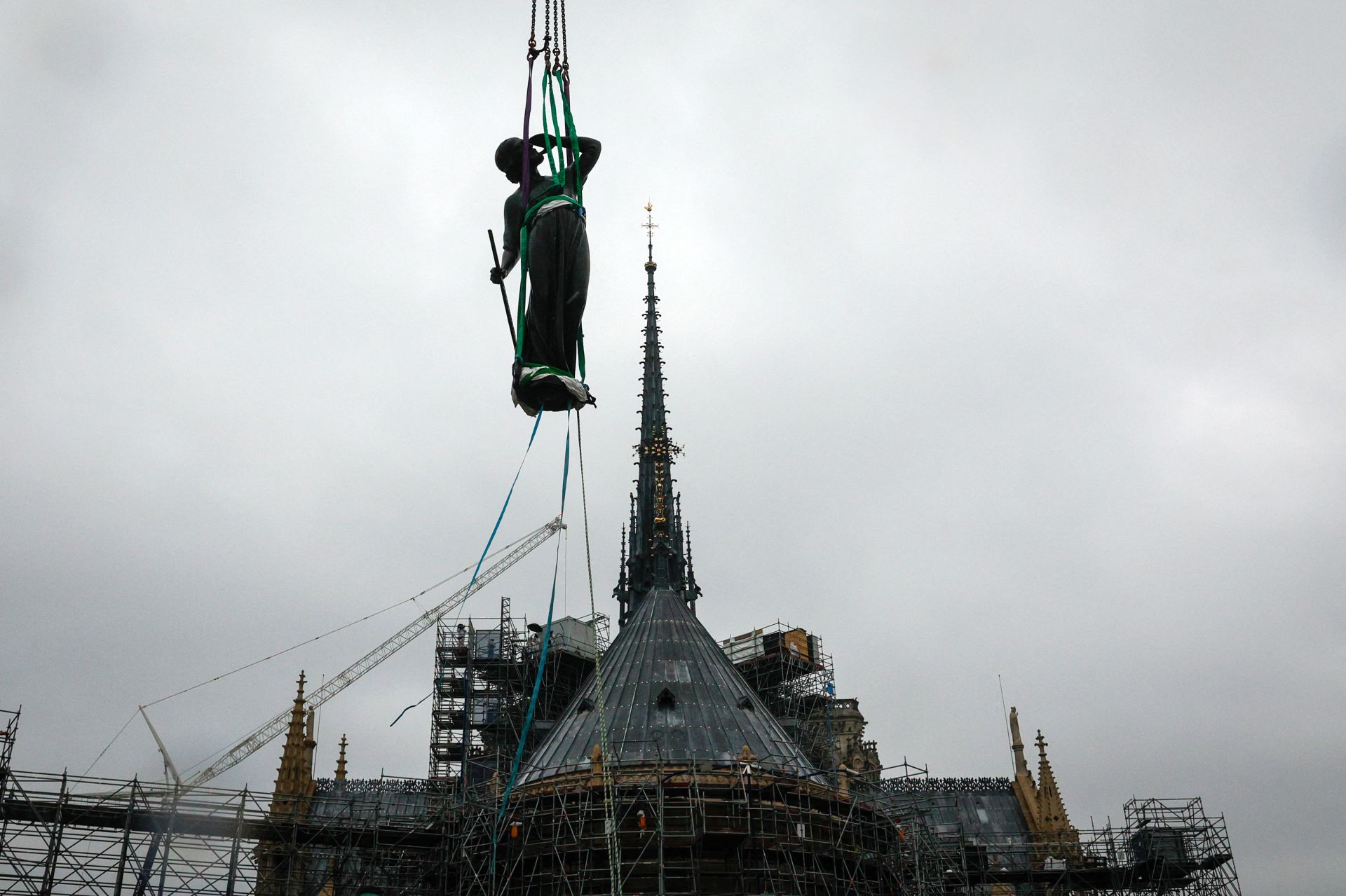 Notre-Dame Gets Back St Thomas Statue Adorning Spire Base