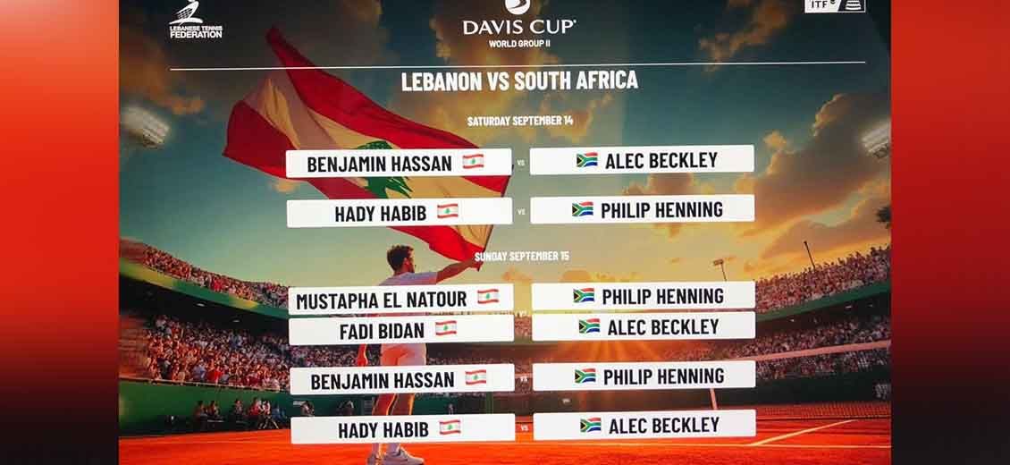 Davis Cup: Lebanon Takes on South Africa This Weekend