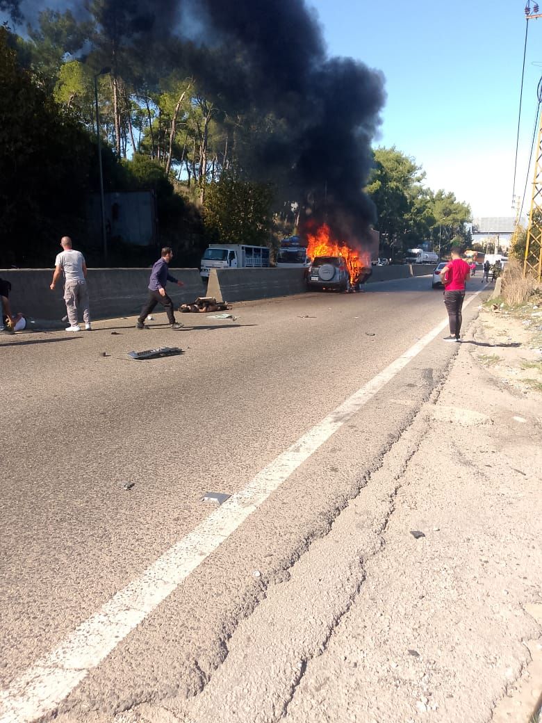  An Israeli drone targets a car on the road to Aley at Kahaleh