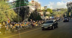 The Crowd Ready Along the Road to the Baabda Palace
