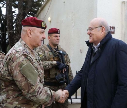 Mikati and Aoun in Marjayoun to Inspect Situation of Army at the Border