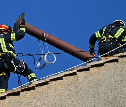 Workers Install Chimney Atop Sistine Chapel for Conclave